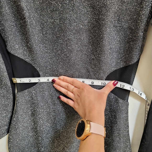 Express Silver Metallic Long Sleeve Dress in 6 - Picture 14 of 16
